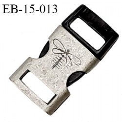 Boucle clip en métal chrome vieilli motif libellule Brocéliande passage pour une sangle de 10 mm prix à la pièce