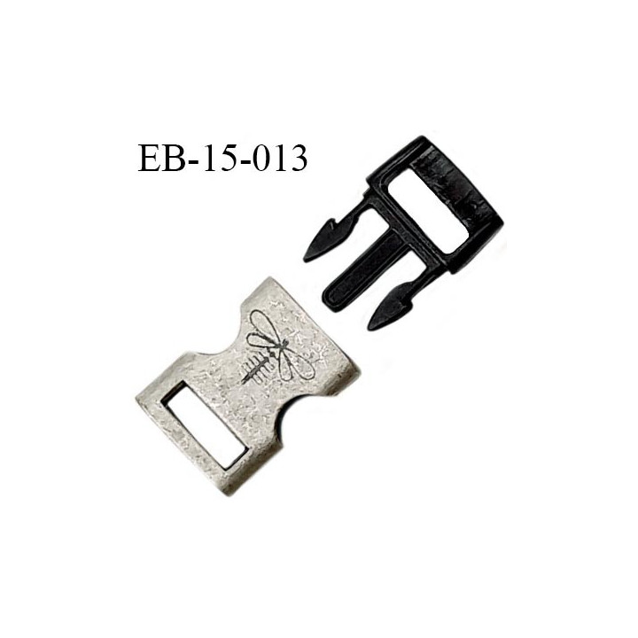 Boucle clip en métal chrome vieilli motif libellule Brocéliande passage pour une sangle de 10 mm prix à la pièce