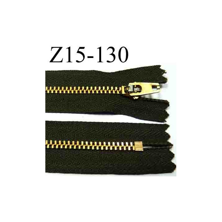 fermeture éclair YKK longueur 15 cm couleur marron vert kaki non séparable largeur 2.6 cm glissière métal largeur 4.5 mm