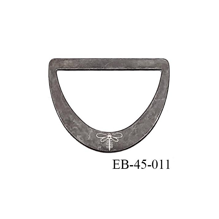 Boucle étrier en métal couleur chrome noir vieilli mat avec motif libellule Brocéliande prix à l'unité