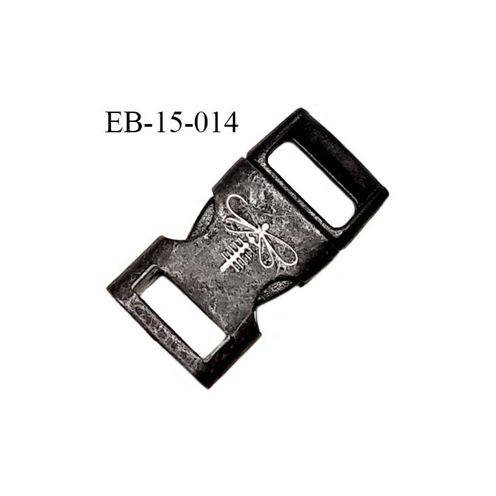 Boucle clip en métal bronze noir vieilli motif libellule Brocéliande passage pour une sangle de 10 mm prix à la pièce