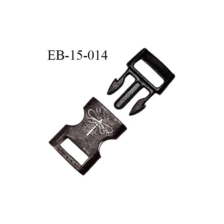 Boucle clip en métal bronze noir vieilli motif libellule Brocéliande passage pour une sangle de 10 mm prix à la pièce