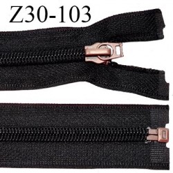 Fermeture zip 30 cm couleur noir séparable largeur 3.2 cm glissière métal couleur laiton cuivré vieilli prix à l'unité