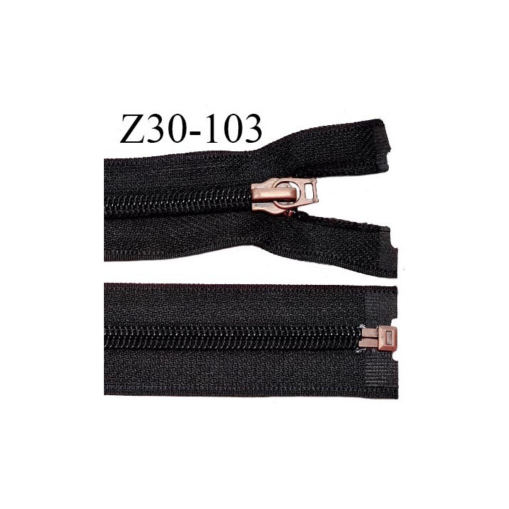Fermeture zip 30 cm couleur noir séparable largeur 3.2 cm glissière métal couleur laiton cuivré vieilli prix à l'unité