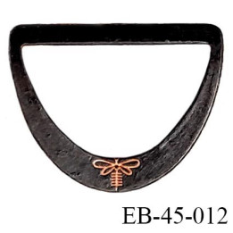 Boucle étrier en métal couleur bronze noir vieilli mat avec motif libellule Brocéliande prix à l'unité