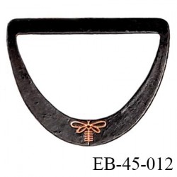 Boucle étrier en métal couleur bronze noir vieilli mat avec motif libellule Brocéliande prix à l'unité