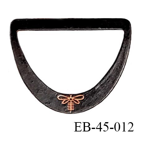 Boucle étrier en métal couleur bronze noir vieilli mat avec motif libellule Brocéliande prix à l'unité