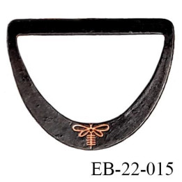 Boucle étrier en métal couleur bronze noir vieilli avec motif libellule Brocéliande prix à l'unité