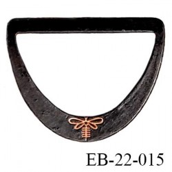 Boucle étrier en métal couleur bronze noir vieilli avec motif libellule Brocéliande prix à l'unité