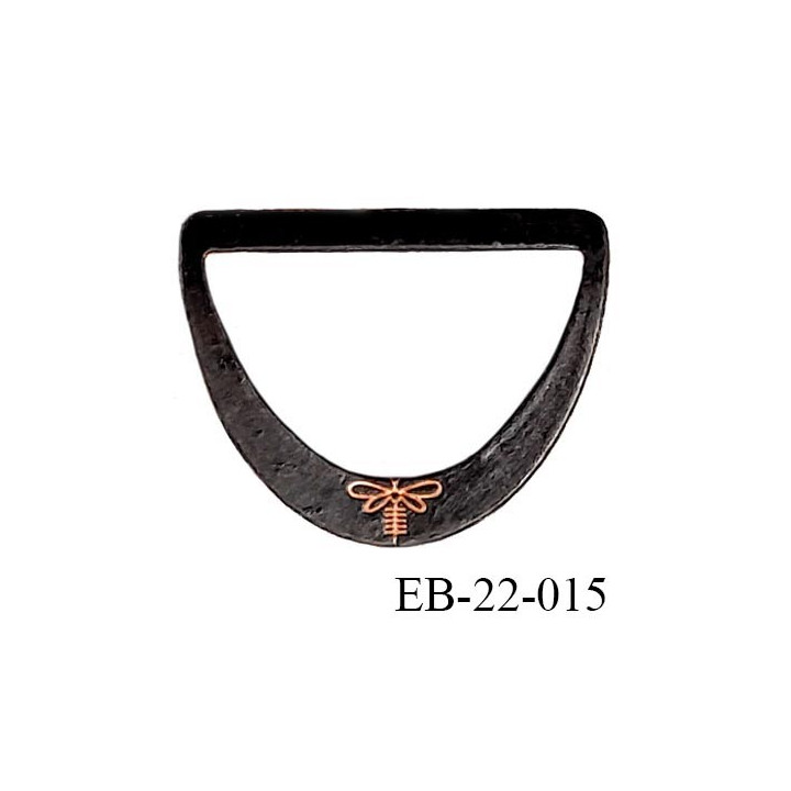Boucle étrier en métal couleur bronze noir vieilli avec motif libellule Brocéliande prix à l'unité
