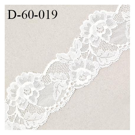 Dentelle 60 mm extensible très belle couleur naturel motif fleurs largeur 60 mm prix au mètre