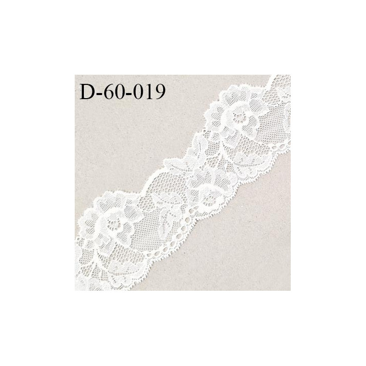 Dentelle 60 mm extensible très belle couleur naturel motif fleurs largeur 60 mm prix au mètre