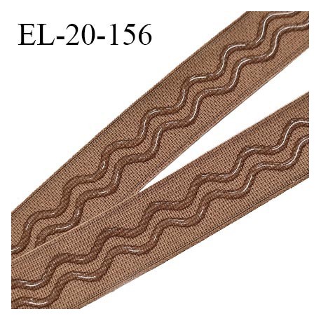 Elastique anti glisse 20 mm couleur marron bonne élasticité allongement +110% largeur 20 mm prix au mètre