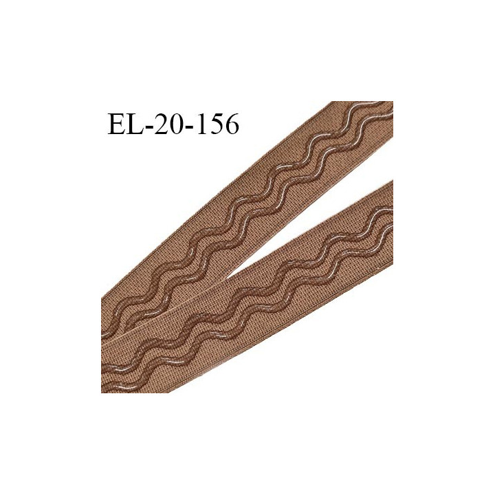 Elastique anti glisse 20 mm couleur marron bonne élasticité allongement +110% largeur 20 mm prix au mètre