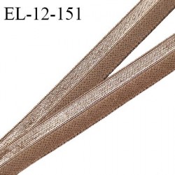 Elastique lingerie 12 mm pré plié couleur marron bronze brillant largeur 12 mm prix au mètre