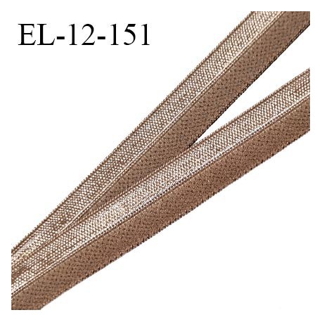 Elastique lingerie 12 mm pré plié couleur marron bronze brillant largeur 12 mm prix au mètre