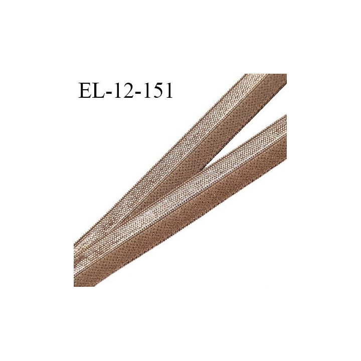 Elastique lingerie 12 mm pré plié couleur marron bronze brillant largeur 12 mm prix au mètre