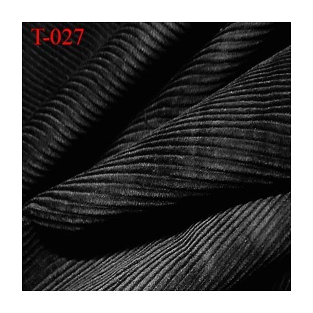 Tissu velours noir petites cotes largeur 150 cm poids au m2 300 grs prix pour 10 cm de longueur et 150 cm de largeur