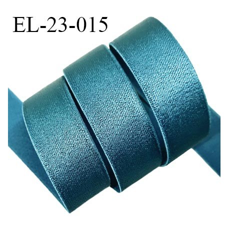 Elastique 23 mm lingerie haut de gamme couleur bleu vert bonne élasticité allongement +50% largeur 23 mm prix au mètre