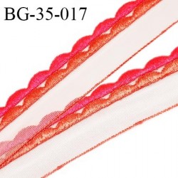 Galon ruban 35 mm style dentelle blanche avec broderie rose fluo et orange largeur 35 mm prix au mètre