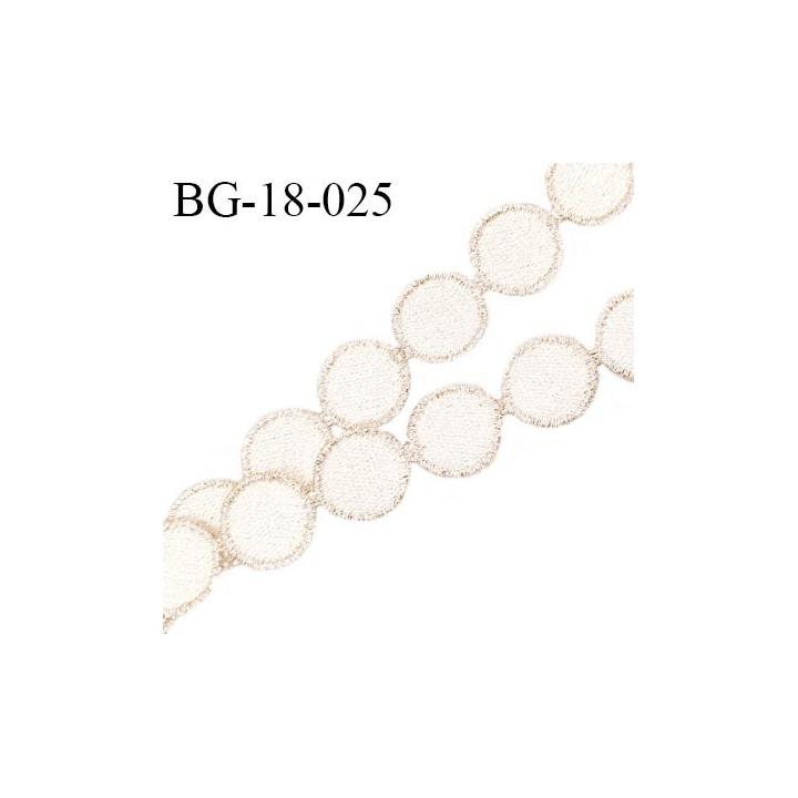 Galon ruban 18 mm couleur ivoire brillant et contour lurex doré largeur 18 mm prix au mètre