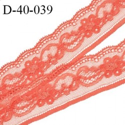 Dentelle 40 mm lycra extensible haut de gamme couleur corail largeur 40 mm prix au mètre