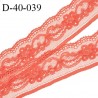 Dentelle 40 mm lycra extensible couleur corail largeur 40 mm prix au mètre