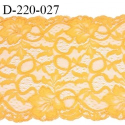 Dentelle 22 cm lycra brodée extensible haut de gamme largeur 22 cm couleur mangue prix pour 1 mètre