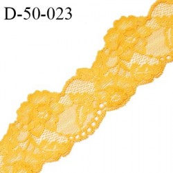 Dentelle 50 mm lycra extensible couleur mangue haut de gamme prix au mètre
