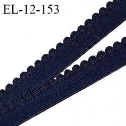 Elastique lingerie 12 mm picot haut de gamme couleur bleu nuit largeur 12 mm élasticité +140% prix au mètre