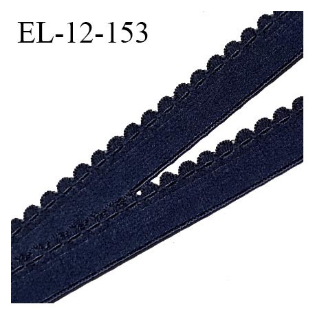 Elastique lingerie 12 mm picot haut de gamme couleur bleu nuit largeur 12 mm élasticité +140% prix au mètre
