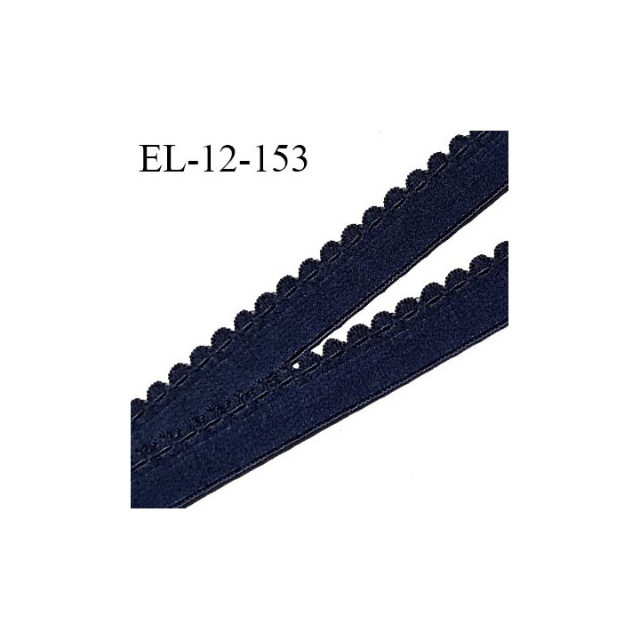 Elastique lingerie 12 mm picot haut de gamme couleur bleu nuit largeur 12 mm élasticité +140% prix au mètre