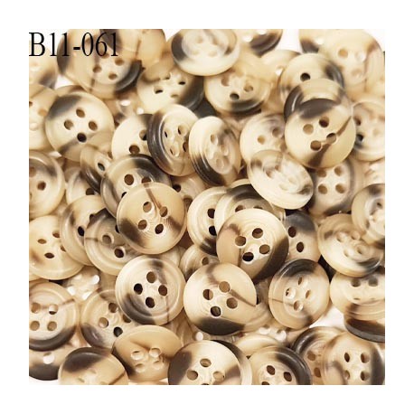 Bouton 11 mm couleur beige marbré marron diamètre 11 mm épaisseur 2.5 mm prix à la pièce