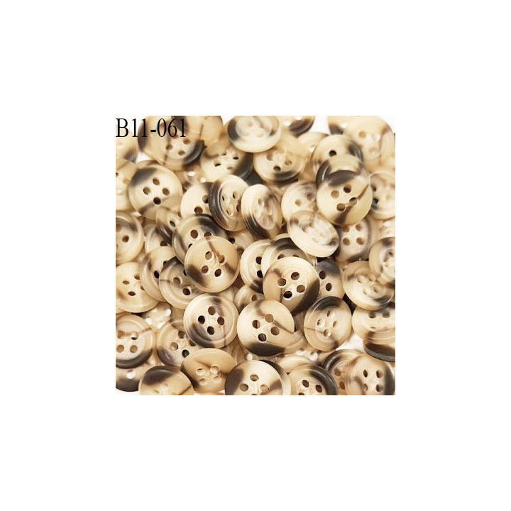 Bouton 11 mm couleur beige marbré marron diamètre 11 mm épaisseur 2.5 mm prix à la pièce