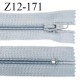 Fermeture zip 12 cm non séparable couleur gris bleuté largeur 2.5 cm zip nylon longueur 12 cm largeur 4 mm prix à la pièce