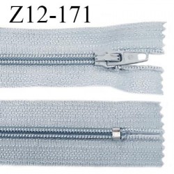 Fermeture zip 12 cm non séparable couleur gris bleuté largeur 2.5 cm zip nylon longueur 12 cm largeur 4 mm prix à la pièce