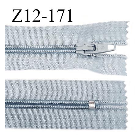 Fermeture zip 12 cm non séparable couleur gris bleuté largeur 2.5 cm zip nylon longueur 12 cm largeur 4 mm prix à la pièce