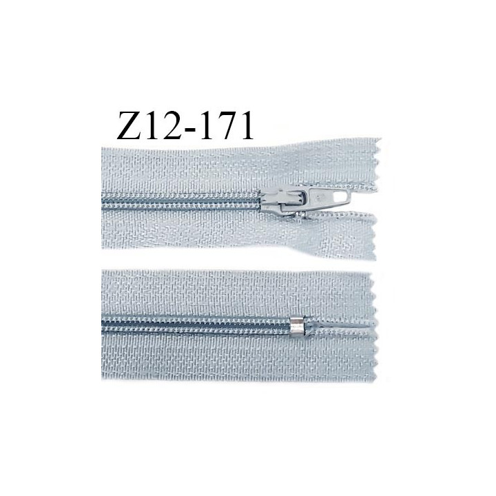 Fermeture zip 12 cm non séparable couleur gris bleuté largeur 2.5 cm zip nylon longueur 12 cm largeur 4 mm prix à la pièce