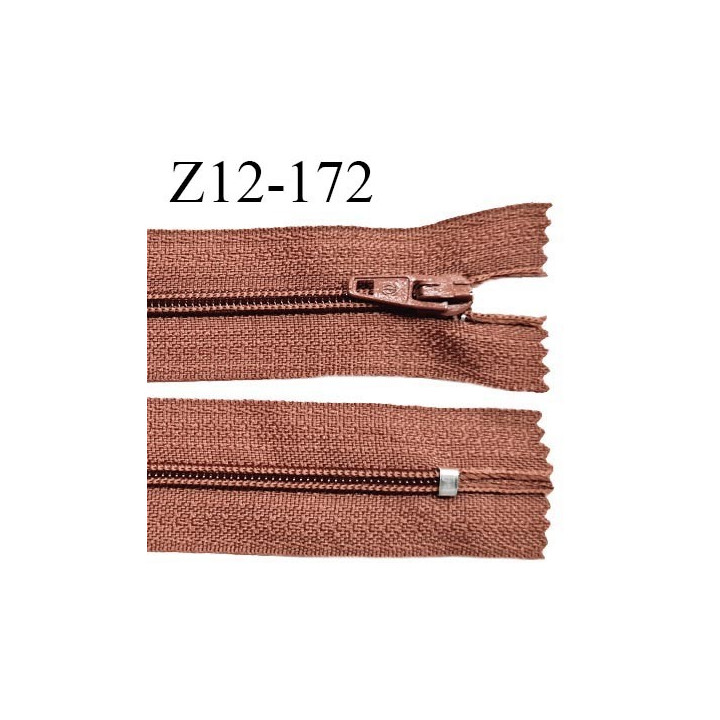 Fermeture zip 12 cm non séparable couleur terracotta largeur 2.5 cm zip nylon longueur 12 cm largeur 4 mm prix à la pièce