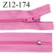Fermeture zip 12 cm non séparable couleur rose malabar largeur 2.5 cm zip nylon longueur 12 cm largeur 4 mm prix à la pièce