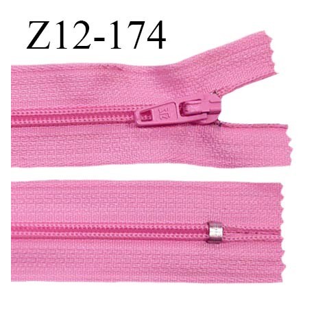 Fermeture zip 12 cm non séparable couleur rose malabar largeur 2.5 cm zip nylon longueur 12 cm largeur 4 mm prix à la pièce