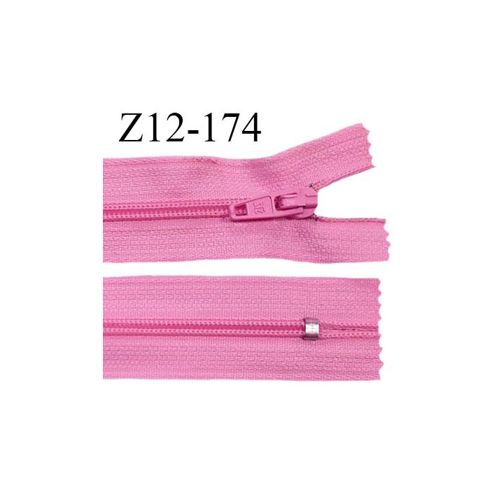 Fermeture zip 12 cm non séparable couleur rose malabar largeur 2.5 cm zip nylon longueur 12 cm largeur 4 mm prix à la pièce