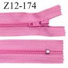 Fermeture zip 12 cm non séparable couleur rose malabar largeur 2.5 cm zip nylon longueur 12 cm largeur 4 mm prix à la pièce