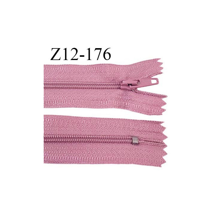Fermeture zip 12 cm non séparable couleur vieux rose largeur 2.5 cm zip nylon longueur 12 cm largeur 4 mm prix à la pièce