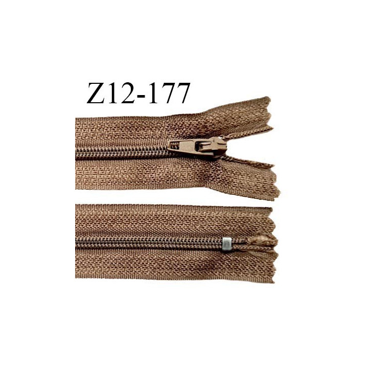Fermeture zip 12 cm non séparable couleur marron clair largeur 2.5 cm zip nylon longueur 12 cm largeur 4 mm prix à la pièce