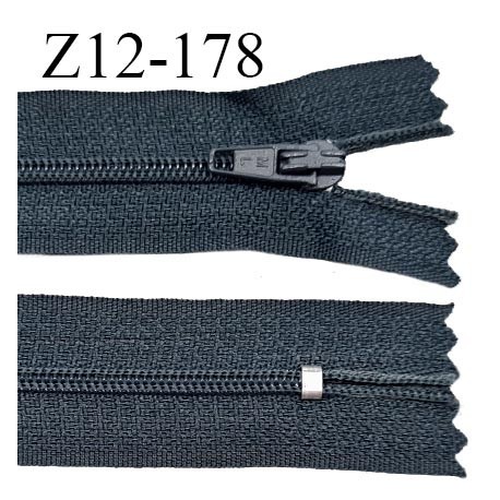 Fermeture zip 12 cm non séparable couleur gris foncé largeur 2.5 cm zip nylon longueur 12 cm largeur 4 mm prix à la pièce