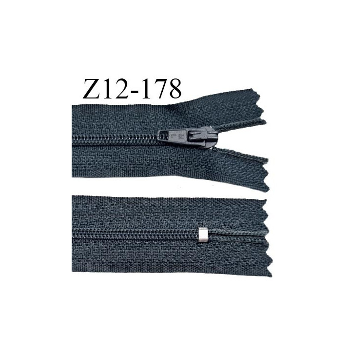 Fermeture zip 12 cm non séparable couleur gris foncé largeur 2.5 cm zip nylon longueur 12 cm largeur 4 mm prix à la pièce