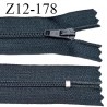 Fermeture zip 12 cm non séparable couleur gris foncé largeur 2.5 cm zip nylon longueur 12 cm largeur 4 mm prix à la pièce