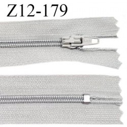 Fermeture zip 12 cm non séparable couleur gris largeur 2.5 cm zip nylon longueur 12 cm largeur 4 mm prix à la pièce