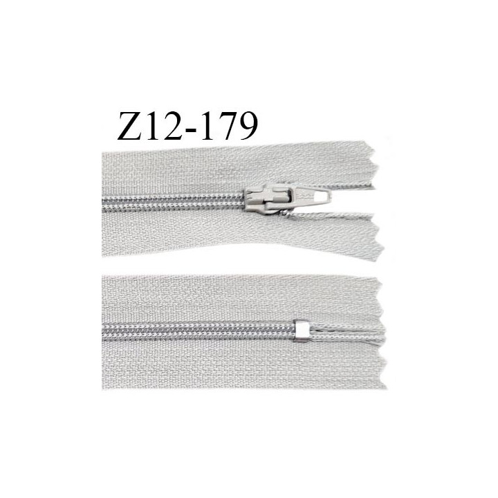 Fermeture zip 12 cm non séparable couleur gris largeur 2.5 cm zip nylon longueur 12 cm largeur 4 mm prix à la pièce